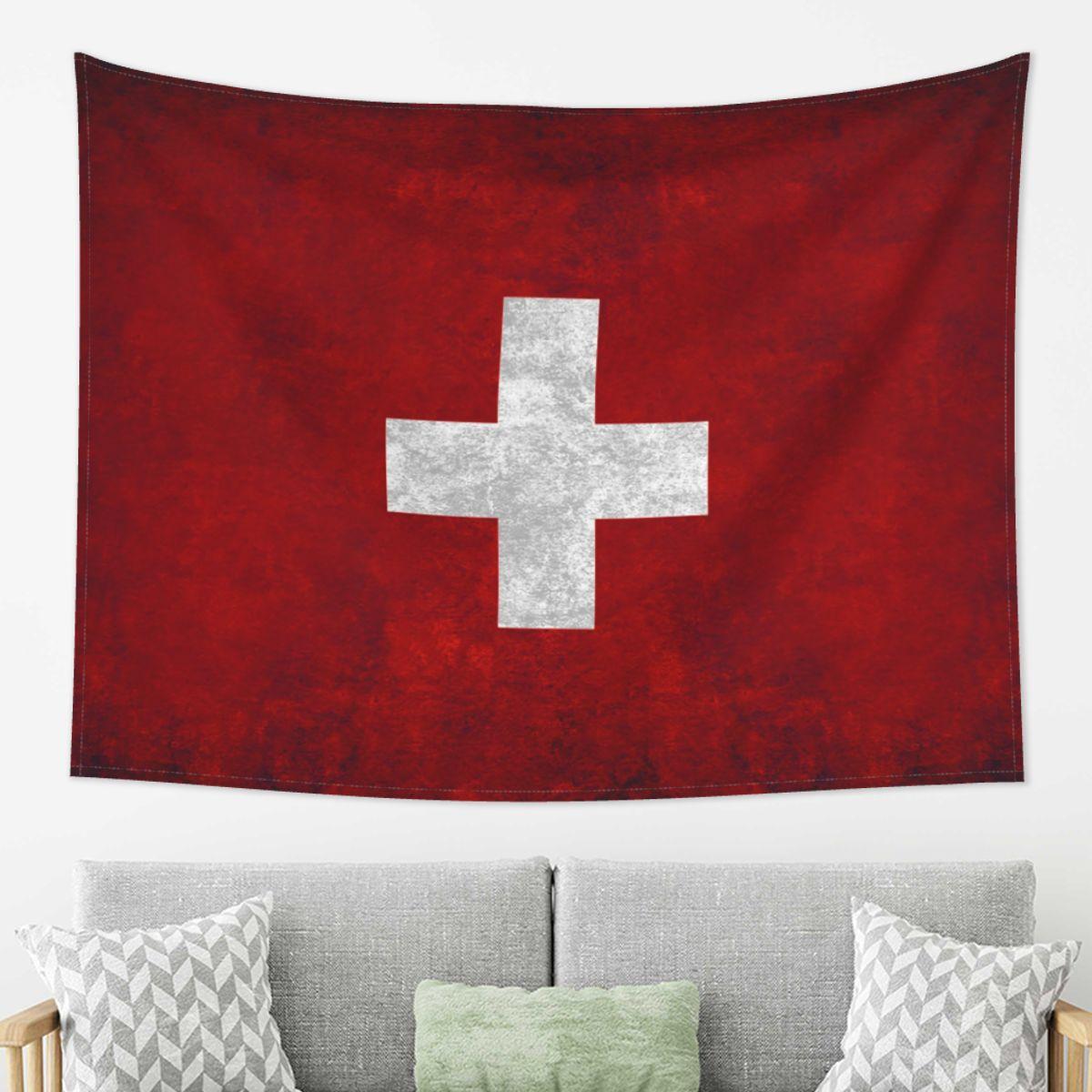 

Swiss Switzerland Flag Tapestry Decoration Art Aesthetic Tapestries for Living Room Bedroom Home Wall Cloth Wall Hanging 74x94cm(29x37in)