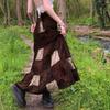 Vintage Color-Block Print Patchwork Fleece Boho Midi Dress for Women - Ethnic Versatile Mid-Length Skirt
