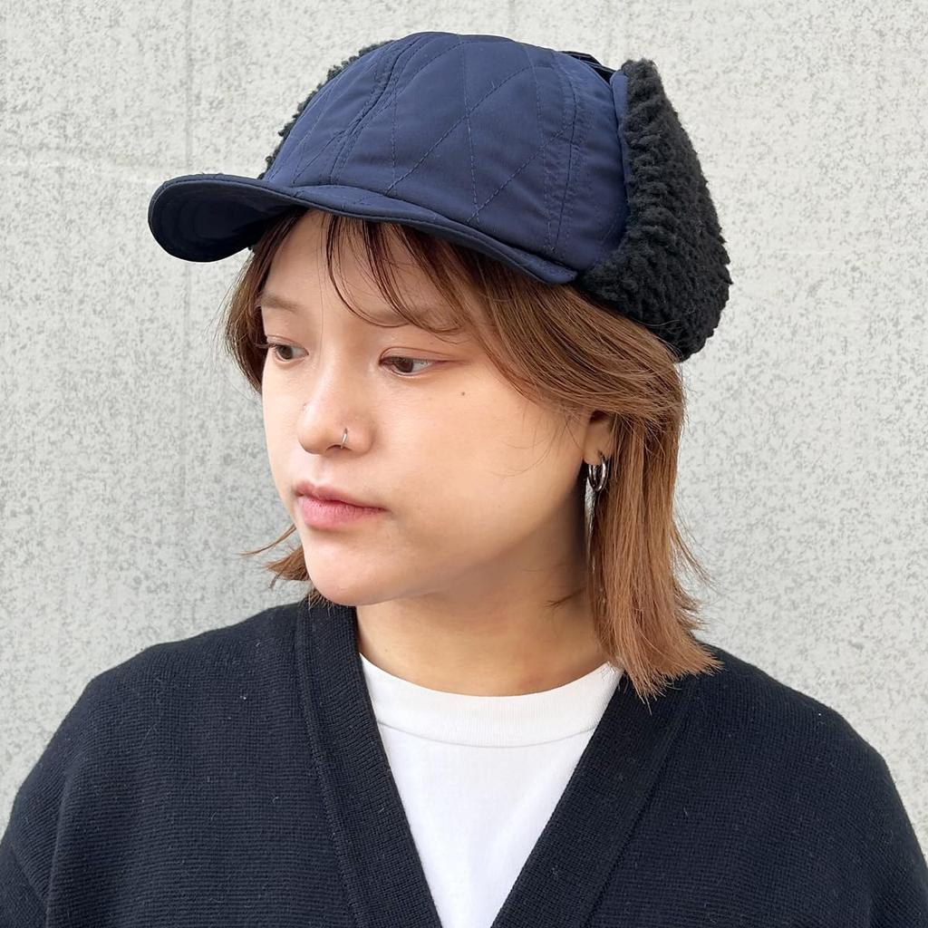 Basic Enchi Quilted Short Flap Cap with Umpire Antibacterial and One Size Fits Dark Green Ears, Cap, Deodorizing, All,