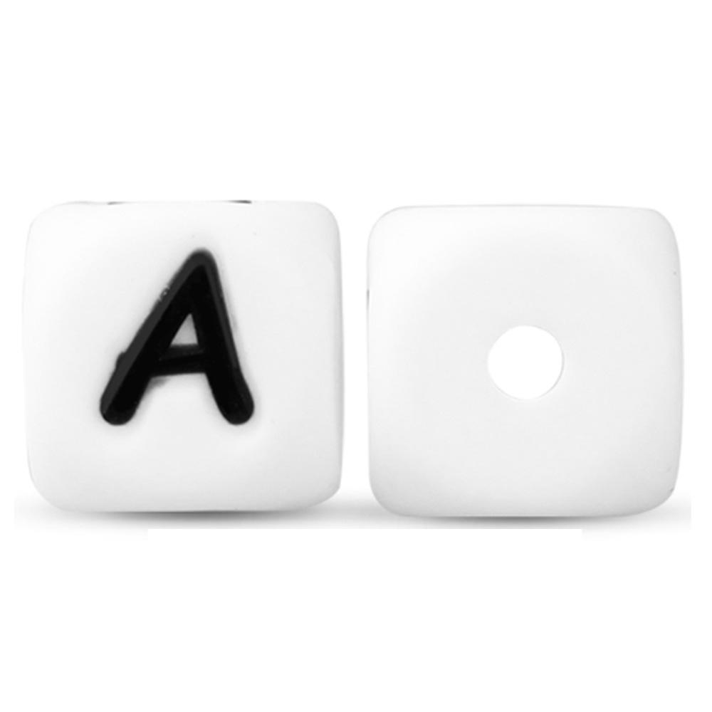 

50Pcs/lot Silicone Bead Letters 12mm White Silicone Alphabet Beads DIY Bracelet Pacifier Chain Accessories For Jewelry Making