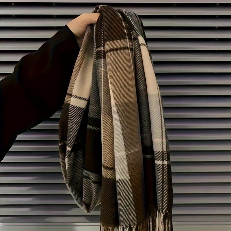 Women's Retro Plaid Knitted Scarf, Stylish & Warm Korean Style Scarf For Fall Winter, Luxury & Comfortable