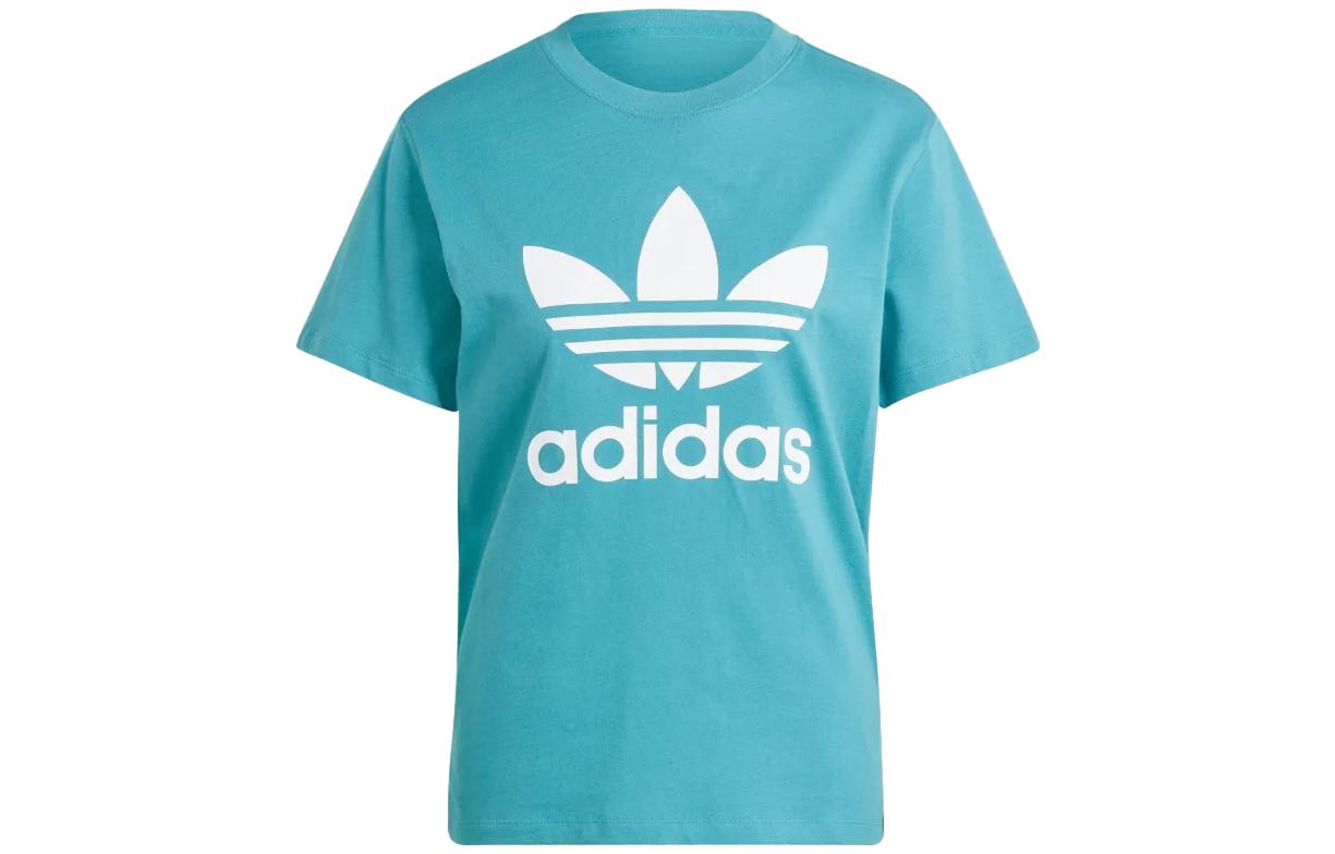 

Adidas Originals Trefoil T Shirts Women s Turquoise Crew Neck Moderate Straight Fit IL3867 S
