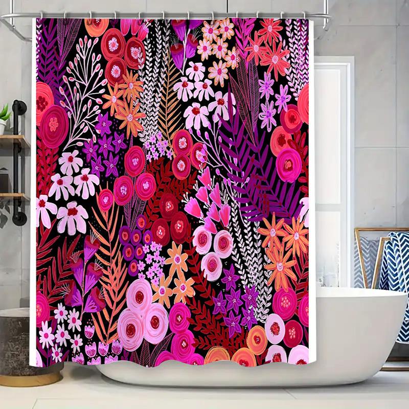 Цветочная шторка для душа Ботанический цветочный узор Декор для ванной Винтажный Моющийся Водонепроницаемый Тканевый Фон 90x180cm