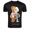 Half Skeleton Teddy Bear See Through Graphic T Shirt