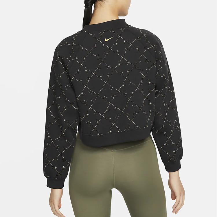 Nike Fleece-Lined Casual Sporty Short Pullover Sweatshirt Women Tops Black DM7281-010