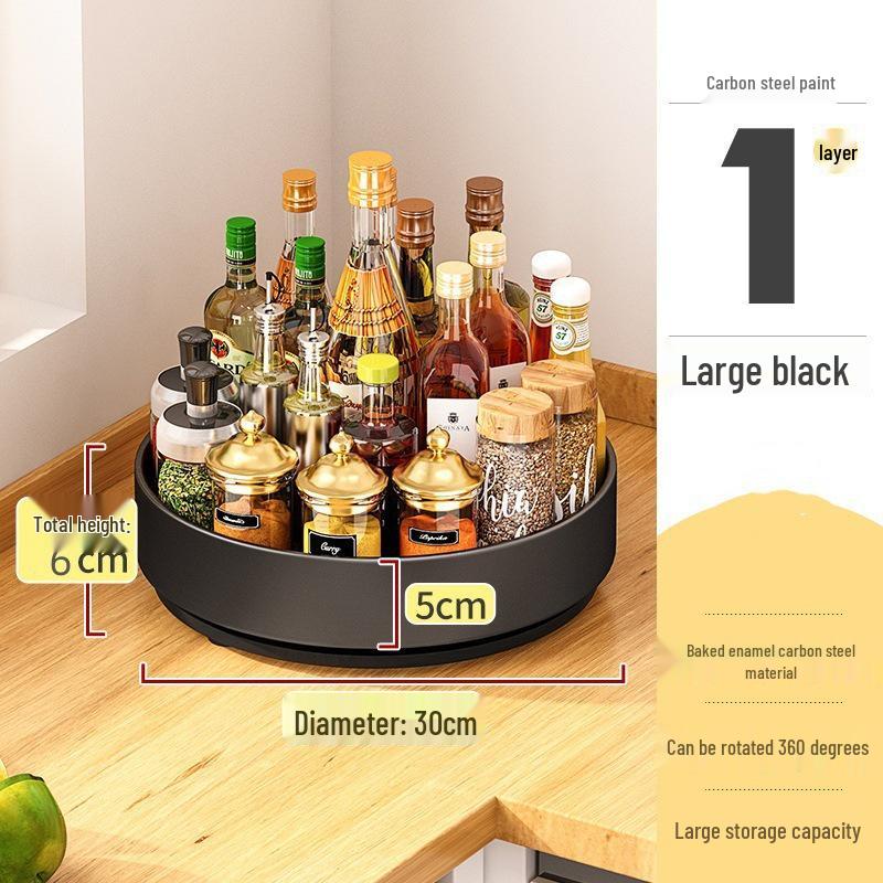 Multifunctional Spice Rack: Complete Set for Oil, Salt, Soy Sauce, Vinegar, and Condiments with Rotating Kitchen Countertop Storage.
