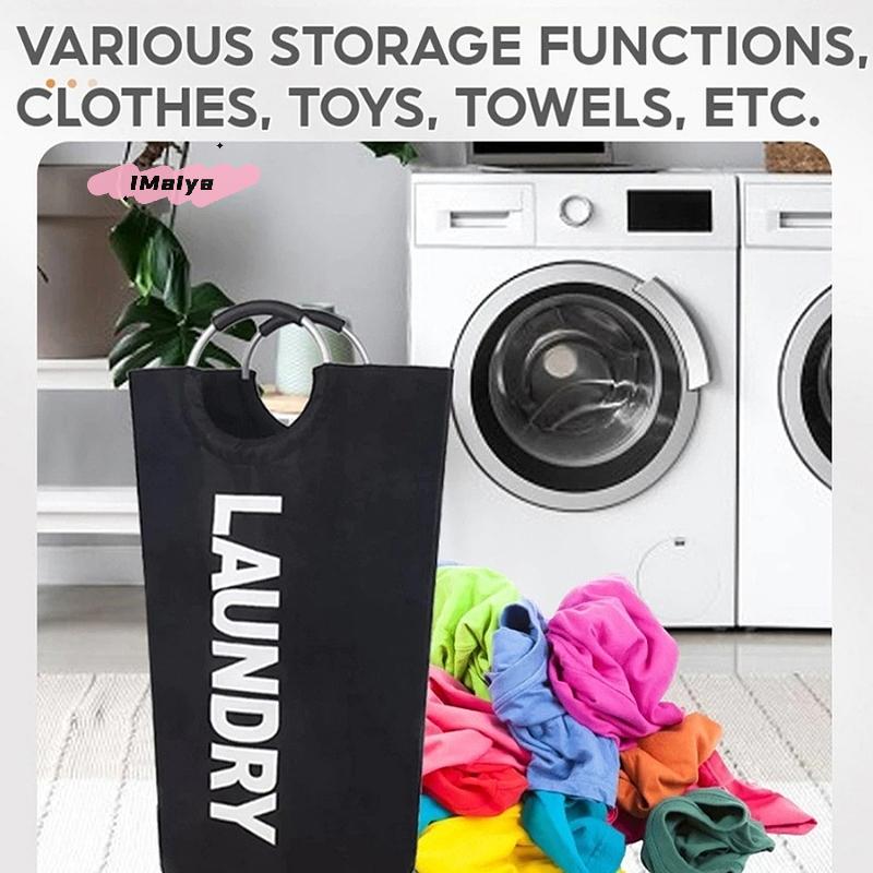 M-1Pc 90L Super Large Foldable Laundry Basket Waterproof Oxford Fabric Dirty Clothes Storage Bag for Travel Portable And Durable