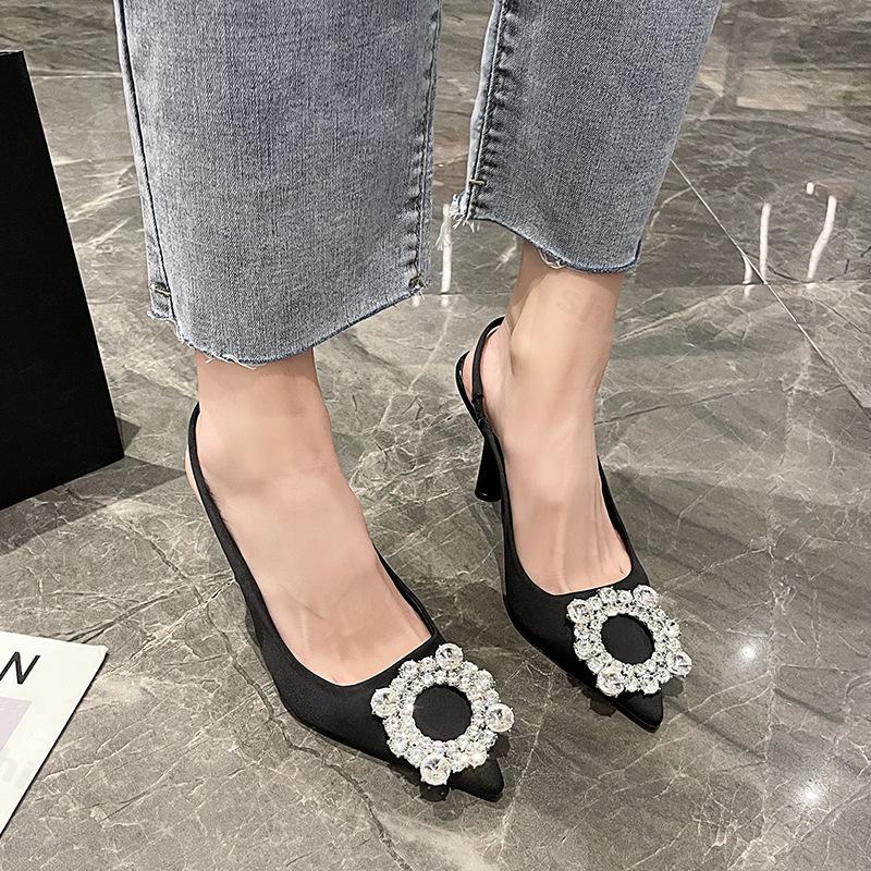 Fashion High-quality Women Sandals Pumps Summer 2025 New Fashion Pointed Toe High Heels Rhinestone Luxury High Heels Party Wedding Shoes