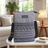 Ethnic White Pattern 5-Layer Crossbody Fabric Bag: Multi-Compartment Fashion Bag for Phone and Makeup, Perfect for Women and Students.