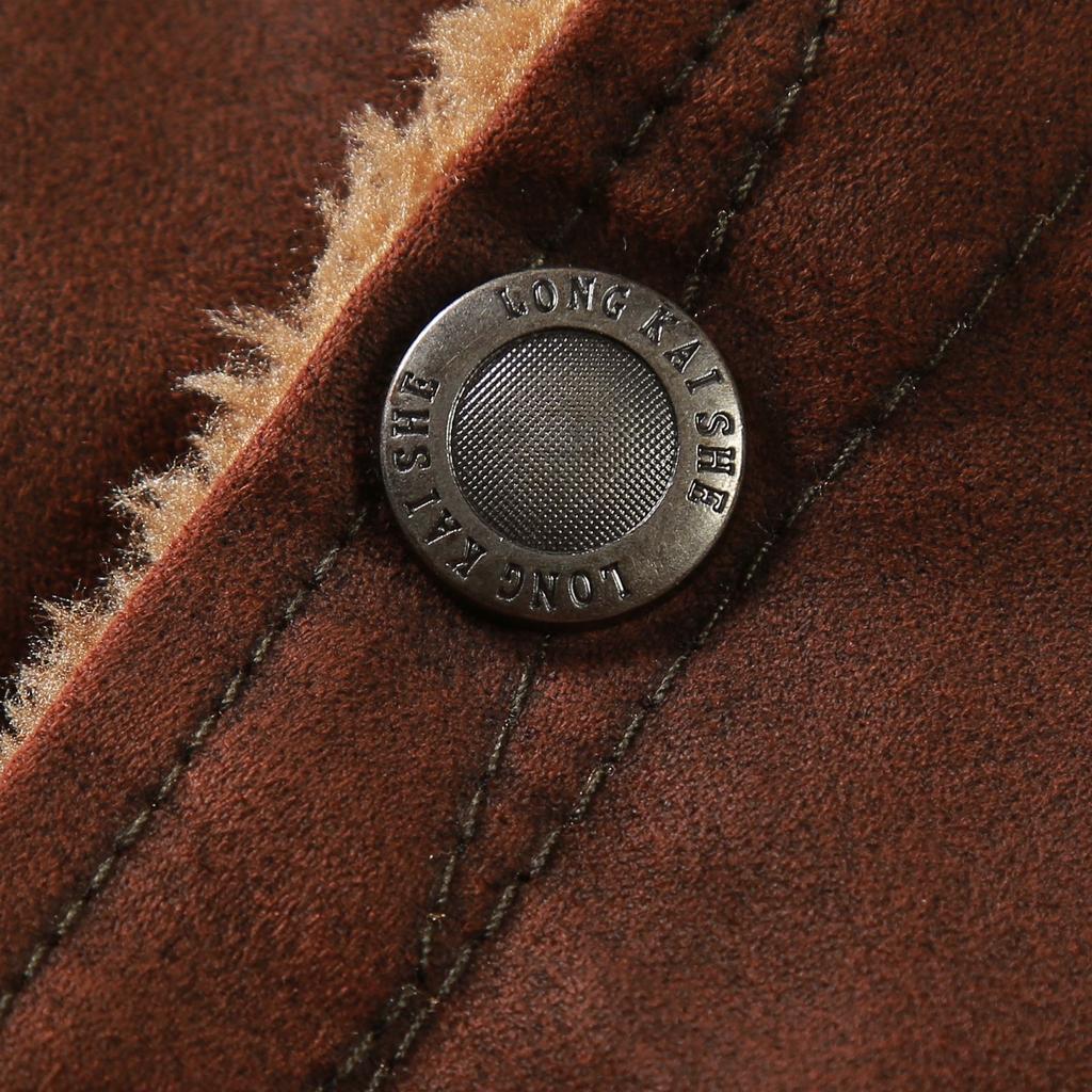 Chaqueta de una sola pieza de piel para hombre, chaqueta de solapa de terciopelo de invierno, chaqueta de terciopelo holgada, ropa para hombre