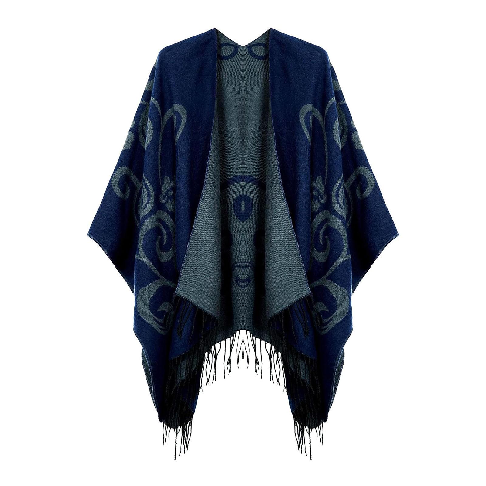 

Женское зимнее теплое одеяло с принтом большого размера, накидка, шаль, кардиганы One Size тёмно-синий