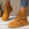 Fashion British Style Yellow Platform Boots for Women Zipper Up Ankle Boots Woman Ankle Boots Woman Punk Round Toe Lace Up Botas Lady