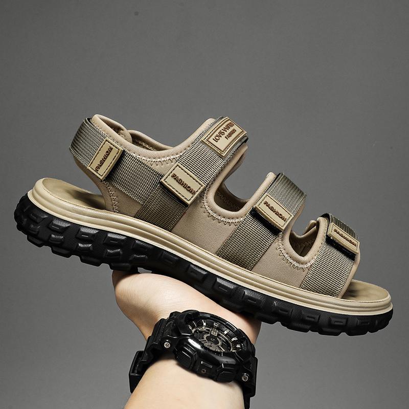 Men Sandal Casual Fashion Sandals Summer Outdoor Soft Non-slip Wear-resistant Beach Shoes Webbing Upper Two-wear Sandals