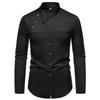 Camicie da uomo dal design chic, a maniche lunghe, tinta unita, casual, con risvolto, collo a barchetta, abbottonatura, abbigliamento maschile alla moda, vestibilità slim
