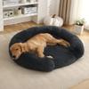 Neues rundes Plüsch-Haustierbett - Winterwarmes Hunde-Katzenbett mit langem Fell, gemütliche Schlafmatte, Kissen für kleine bis mittelgroße Haustiere