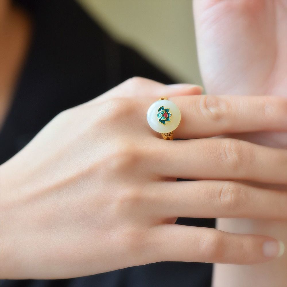 vintage retro Open Elegant Party Jewelry Adjustable Lotus Chinese Style Ring  Ancient Ring