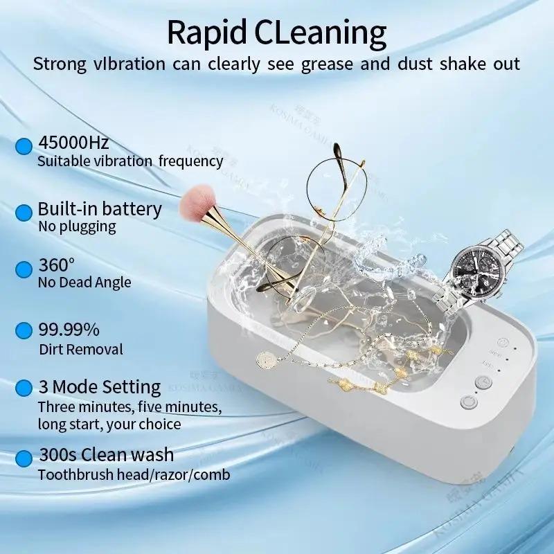 Contact Lens Ultrasonic Cleaner Glasses Cleaning Machine Vibrating Electric 3 Speed Jewelry Watch Timing Cleaning Machine