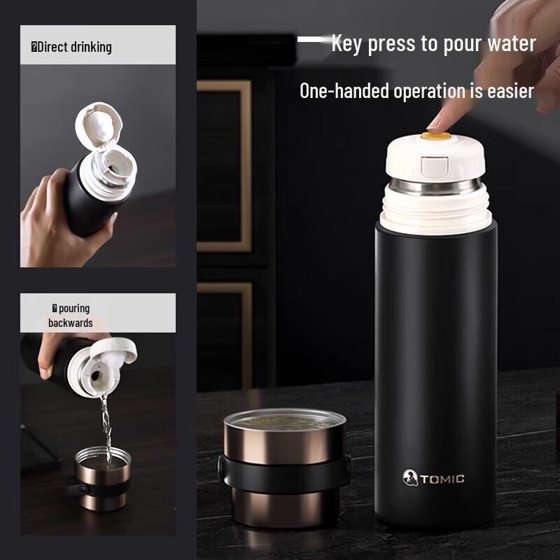 TOMIC Ceramic Lined Insulated Tea Infuser Bottle 550ml