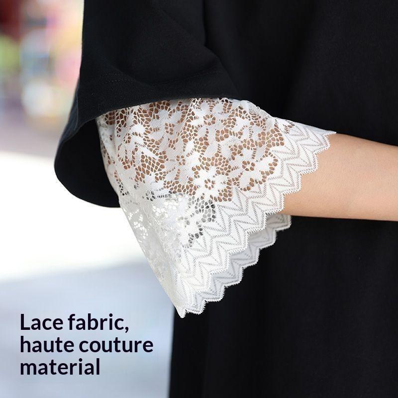 Soft Lace Sleeves Elastic Wrist Breathable Decorative Cuffs Solid Color Mesh Bell Sleeves For Casual Outfits