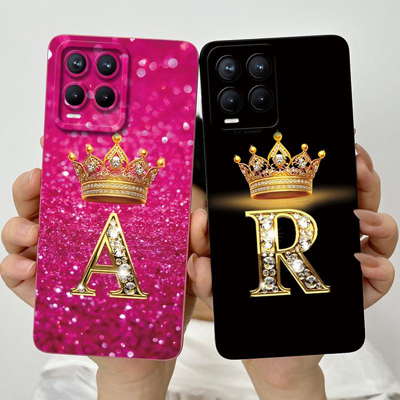 For Realme 8 Pro RMX3085 RMX3081 Fashion Initial Letter Couple Phone Case for Realme8 8Pro 4G Soft Silicone Protective Casing