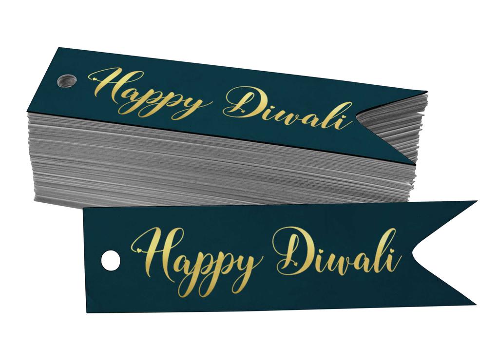 Inkdotpot Pack Of 100 Happy Diwali Favor Paper Tags Craft Real Gold Foil Hang