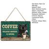 Retro Cat Coffee Wall Sign Funny Black Cat Wall Art Poster Vintage Wood Hanging Sign for Kitchen Coffee Bar Home Decor