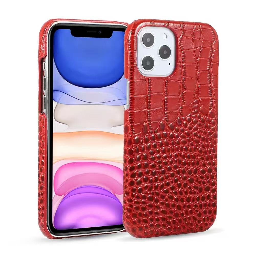 

Classic Crocodile Leather Case For iPhone 16 Pro Max Air 17 15 14Pro 13 12 11 Mini Xs Xr 7 8 Plus Premium Shockproof Back Cover For iPhone17 червоний