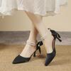 Heeled Sandals Baotou Sandals Women's New Bow High Heels Hollow Pointed Sandals Women Shoes Heels for Ladies