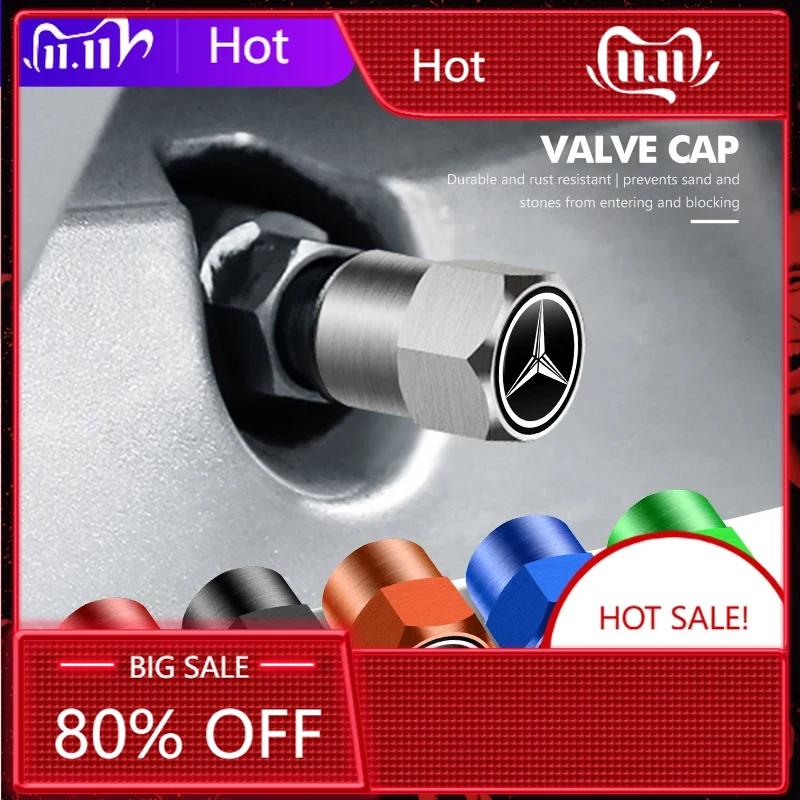 XFSEA1 For Mercedes Benz 4pcs Car Tire Valve Caps Wheel Air Stem Cap Cover Accessories For Mercedes Benz AMG A C E S G Class W201 W210