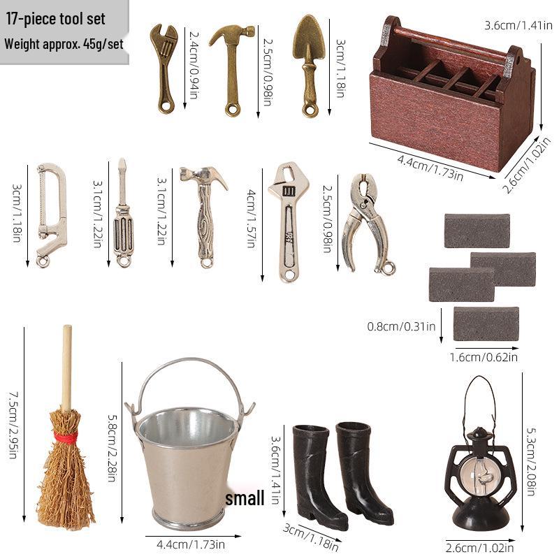 Dollhouse Garden Farm Tools OB11 Miniature Accessories for Courtyard Scene