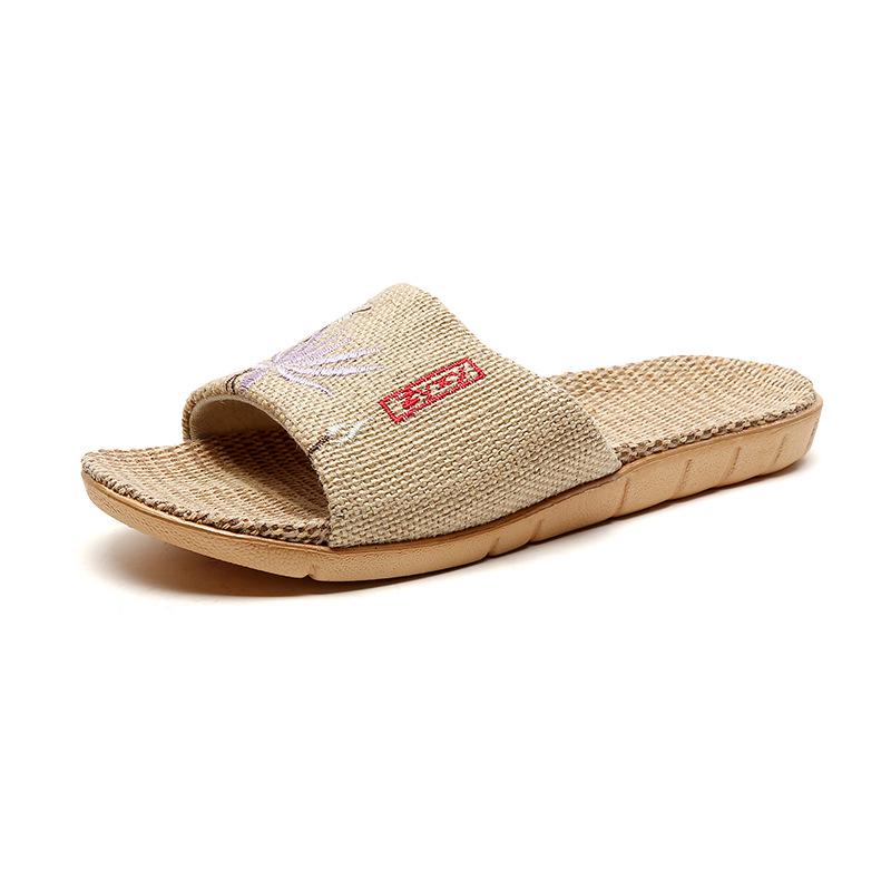 Summer Linen Embroidered Non-Slip Slippers for Men & Women