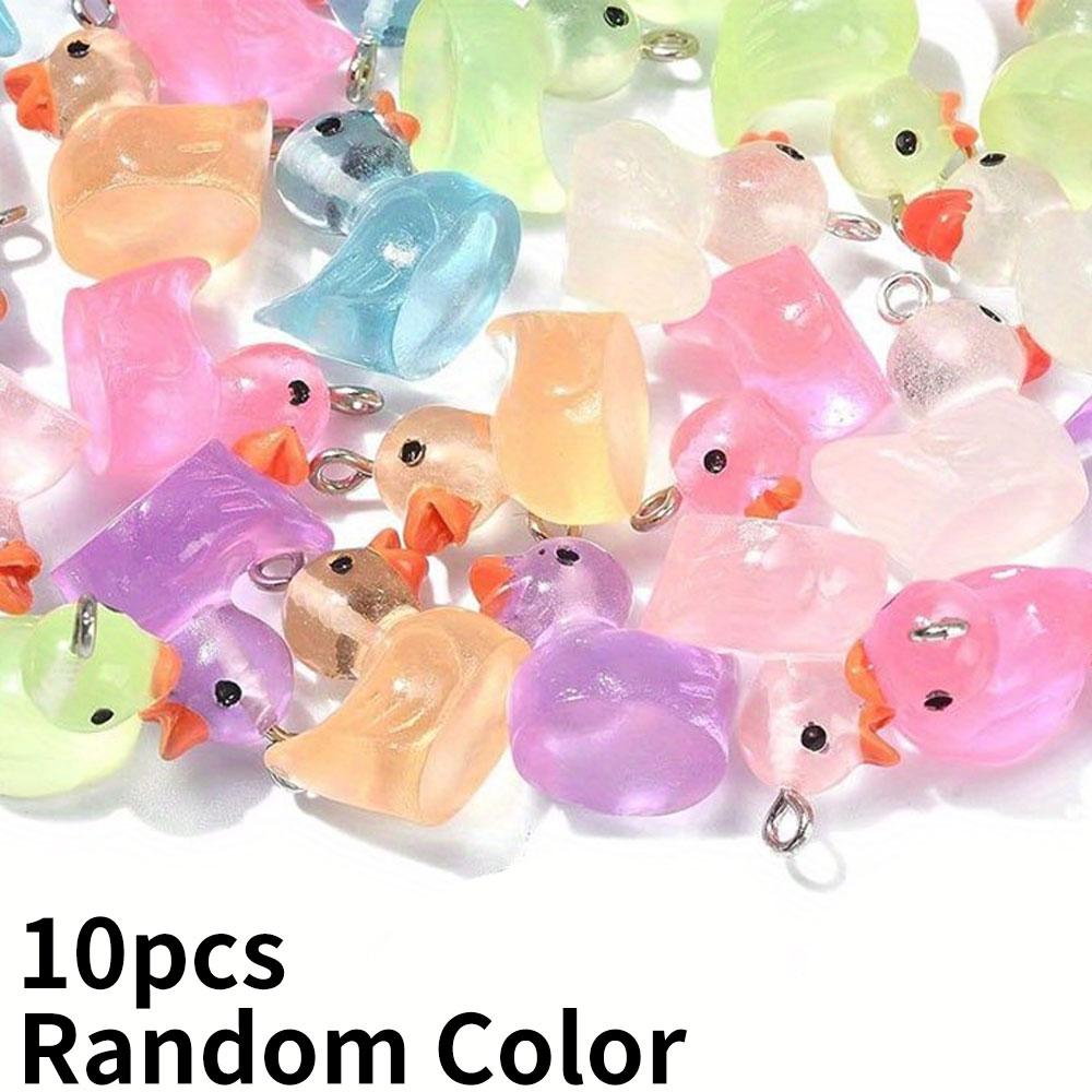 

Украшения в виде светящейся смолы в форме утки, разноцветные животные, изготовление брелоков, аксессуары для изготовления украшений 10pcs