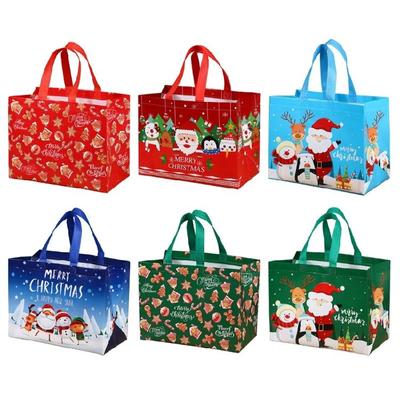 Christmas Tote Bags with Handle Gift Bag Reusable Non-Woven Grocery Shopping Bag