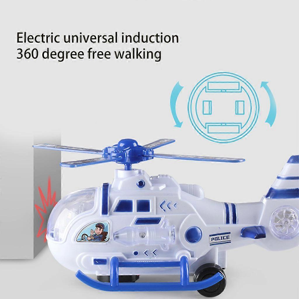 Electric Aircraft Mini Car Toy for w/ LED Music Model Helicopter Kids Interactive Learning Toy Baby New Year’s Party Fav Blue