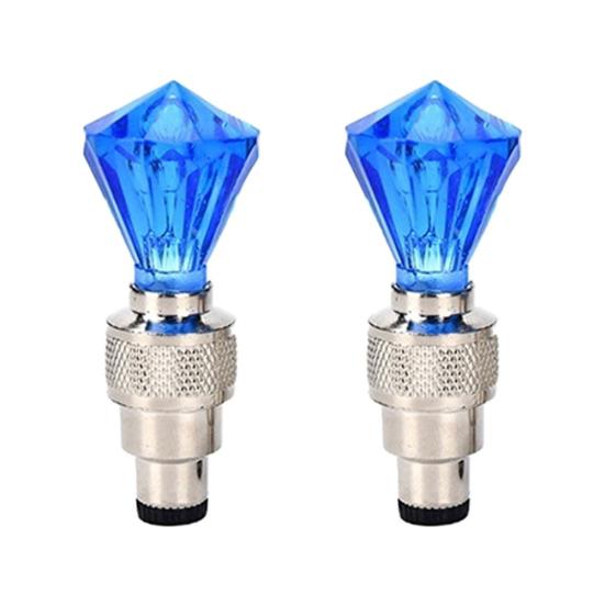 

2Pcs Diamond Shape Car Motorcycle Decorative LED Tire Valve Caps Bike Tyre Light синий