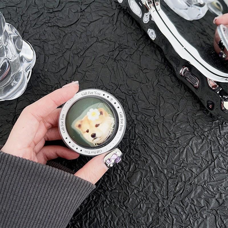 Cute Animal Glass Circular Magnetic Suction Phone Airbag Holder Back Sticker Extendable Desktop Lazy Ins Style