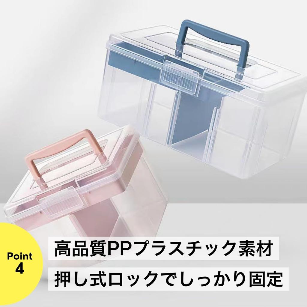 First Aid Kit/Medicine Box, Transparent, Multi-Function Storage Case, Pink, Small, Lightweight, NYANDELMO ND-0099-R15-PK-S