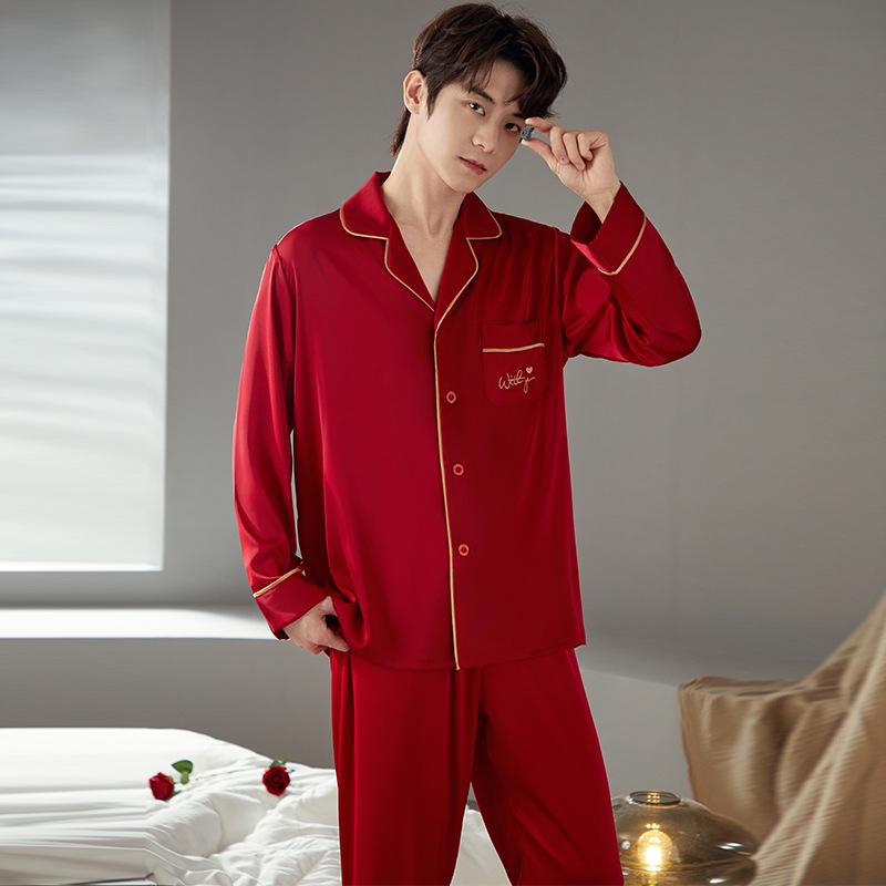 

Высококачественная красная шелковая свадебная пижама для молодоженов - Коллекция весна-осень XXL