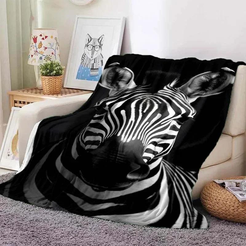 3D Cartoon Horse Print Flannel Throw Blanket – Soft Warm Picnic Blanket, Retro Home & Travel Birthday Gift, Cozy Comfort