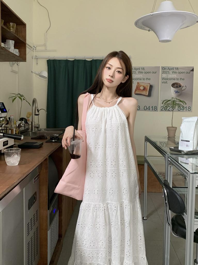 French First Love White Suspender Dress Women's Summer New Seaside Vacation Sleeveless Fairy Beach Skirt