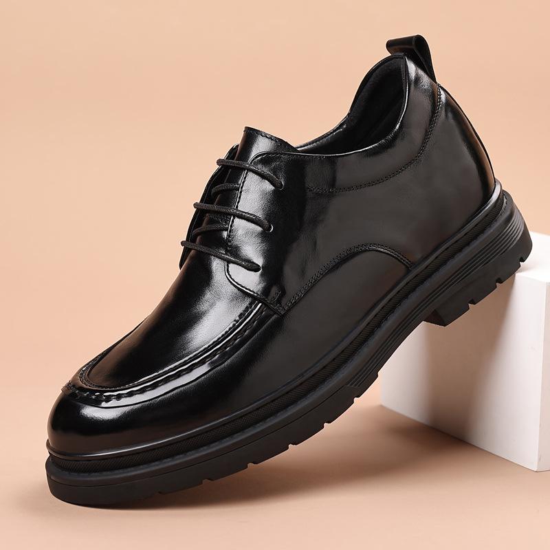 

Business Casual Leather Shoes Men s British Versatile Dress Leather Shoes Comfortable Derby Premium Wedding Groom Men s Shoes 38 чёрный