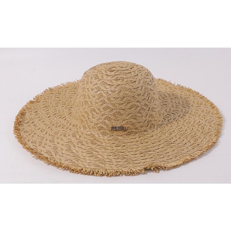 New solid color woven straw hat big brim rough edge beach hat vacation sun hat sun protection sun hat