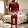 Men's Christmas Pajama Set with Button Down Shirt and Straight Leg Pants, Casual Print Sleepwear Two Piece Outfit, Festive Holiday Loungewear