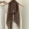 2024 Women's Brown Polka Dot Silk Scarf - Versatile Long Bandana and Tie Neck Accessory