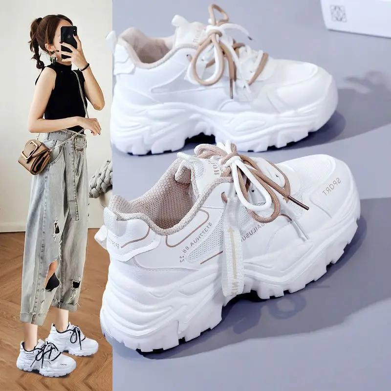 2024 new breathable and comfortable versatile thick soled casual mesh sports shoes, classic and fashionable women's shoes