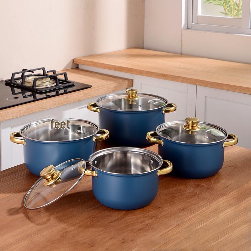 Wutuo Stainless Steel Gold Handle Soup Pot Set