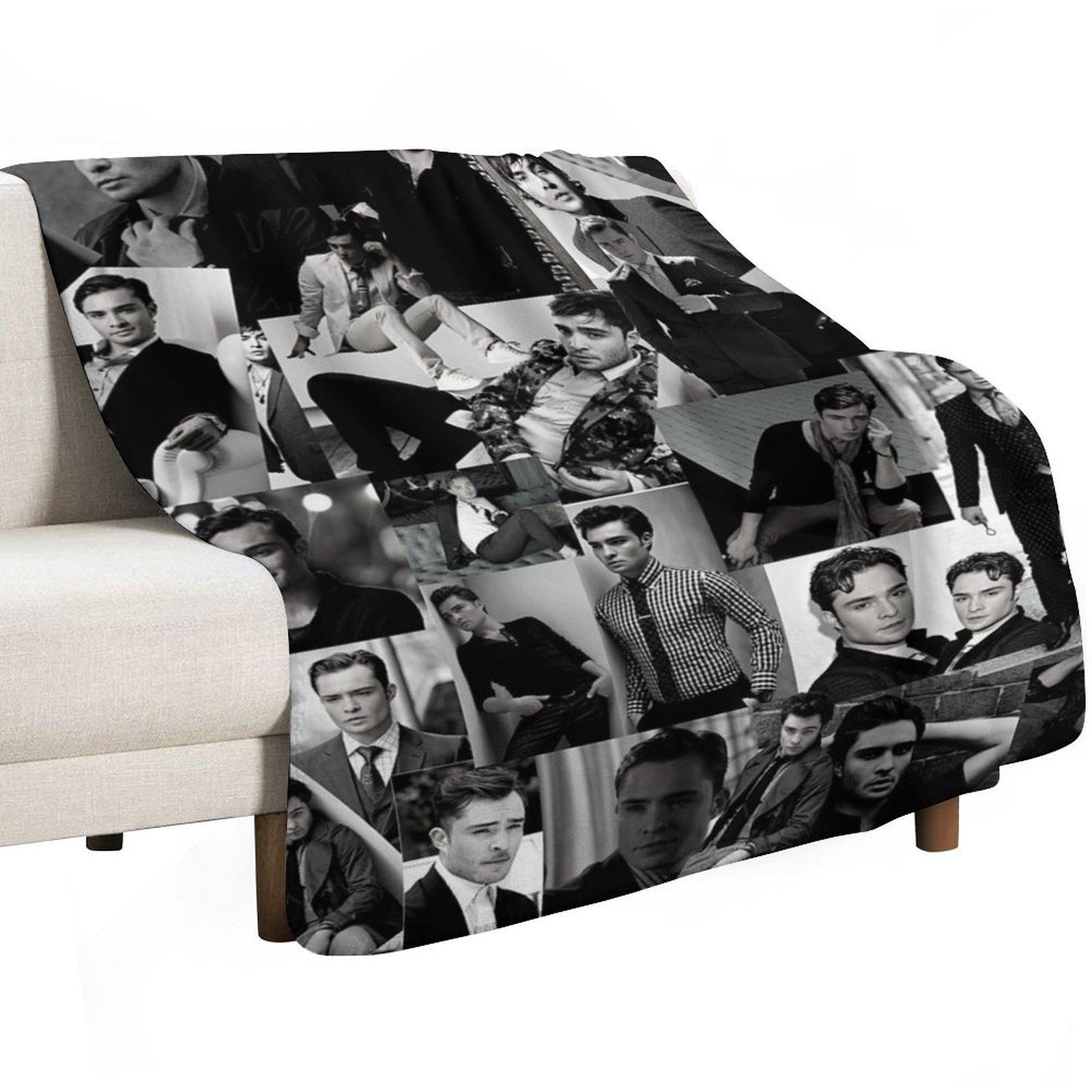 Ed Westwick Abstract Collage - Black and White Aesthetic Throw Blanket Long Lasting Soft Plush Blanket for Daily Use 80x120cm(31x47inch)