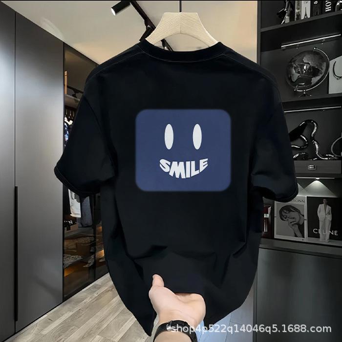American Printed Cotton Short-Sleeved T-Shirt Men'S Loose Round Neck Short-Sleeved Couple'S Casual Versatile Half-Sleeved Bottoming Shirt