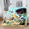 Miś Uszatek Brown Bear Red Polka Dot Overalls Soft Flannel Throw Blanket Background Warm Sofa Bed Decor Cover For Cartoon Fans