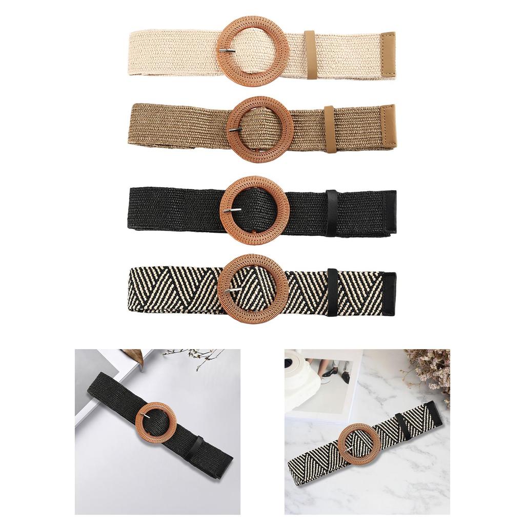 Straw Woven Belt Waist Dress Band Women Waist Belt Casual Boho Waistband Belt